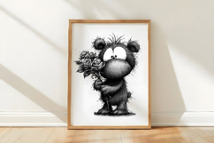 Black Teddy Bear With Roses Clipart Product Image 3