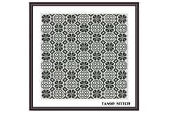 Black vintage ornament cross stitch embroidery pattern - Tango Stitch