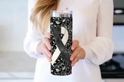 Black White Awareness Ribbon, 20oz Skinny Tumbler Sublimatio Product Image 3