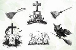 Black White Halloween Clipart Product Image 6