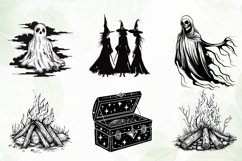Black White Halloween Clipart Product Image 5
