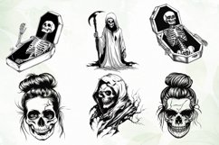 Black White Halloween Clipart Product Image 4