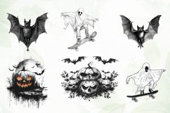 Black White Halloween Clipart Product Image 3