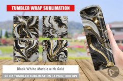 Tumbler Sublimation Wrap Black White Marble Gold Product Image 1