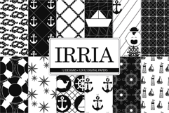 black white nautical digital paper pack