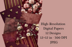 Burgundy Digital Paper Pack | Velvet Red Backgrounds Product Image 5