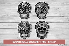 Sugar Skull Stickers | Day of the Dead Printable PNG Designs Product Image 1