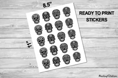 Sugar Skull Stickers | Day of the Dead Printable PNG Designs Product Image 2