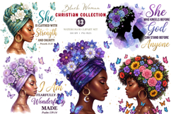 Black Woman Christian Watercolor Clipart Bundle PNG Product Image 1