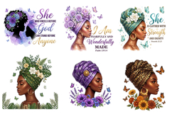 Black Woman Christian Watercolor Clipart Bundle PNG Product Image 3