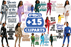 Black Woman Curvy Fashion Poses Quotes PNG Product Image 1