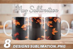 Black Wood With Orange Leaves | Mug sublimation design Product Image 1