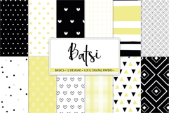 modern black yellow digital paper patterns