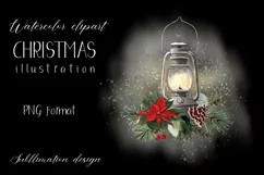 Watercolor Christmas lantern clipart. Sublimation design PNG Product Image 4