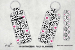 Pink &amp; Black Floral Heart lip balm Holder sublimation Product Image 1