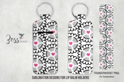 Pink &amp; Black Floral Heart lip balm Holder sublimation Product Image 3