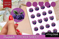 Blackberry Vintage Fruit Round Sticker Summer Printable Product Image 1