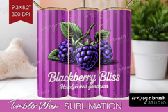 Blackberry Vintage Fruit Tumbler Wrap Summer Tumbler PNG Product Image 1