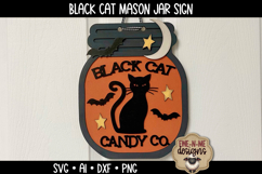 Halloween Black Cat Candy Door Hanger | Mason Jar Laser SVG Product Image 1