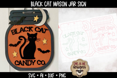 Halloween Black Cat Candy Door Hanger | Mason Jar Laser SVG Product Image 2