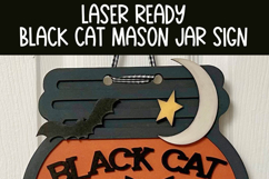 Halloween Black Cat Candy Door Hanger | Mason Jar Laser SVG Product Image 4