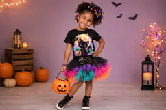 Cute Black Cat Halloween PNG with Moon and Pumpkins Product Image 3