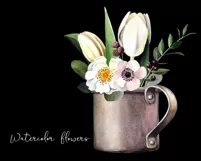 Watercolor flower clipart. Spring flowers.Sublimation design Product Image 5
