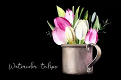 Watercolor tulips clipart.Spring flowers.Sublimation designs Product Image 5