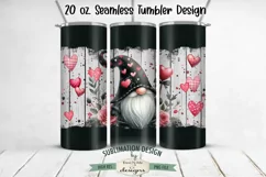 Black Valentine Gnome 20 oz Seamless Tumbler Wrap Design Product Image 1