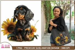 Dachshund puppy sunflower sublimation png, watercolor puppy Product Image 3