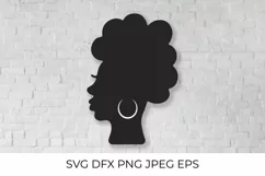 Afro American woman SVG Black woman with traditional earring Product Image 2