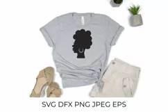 Afro American woman SVG Black woman with traditional earring Product Image 3