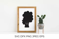 Afro American woman SVG Black woman with traditional earring Product Image 1
