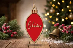 Blank Christmas Ornament SVG, Red Laser Cut Bauble Product Image 2