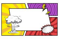 Blank comic cartoon frame colorful background template isola Product Image 1