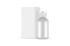 Blank Cosmetic Bottle With Screw Cap, Paper Box Side View Product Image 1