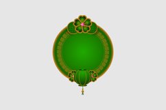 Blank green chinese wishing frame card template design Product Image 2