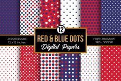 Red and Blue Polka Dots Digital Papers Product Image 1