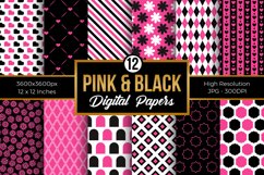 Pink &amp; Black Digital Papers Product Image 1