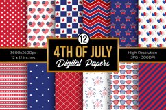 4th of July Digital Papers, American Patriotic Pattern Product Image 1
