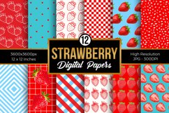 Strawberry Digital Papers | Fruits Pattern Digital Papers Product Image 1