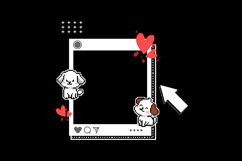 Blank photos frame template with pixel art cute dog characte Product Image 2