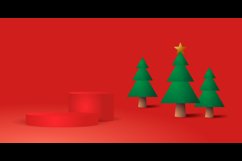 Blank podium stage with christmas tree design banner Product Image 2