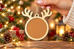Blank Reindeer Bauble SVG, Laser Cut Wood Glowforge Files Product Image 1