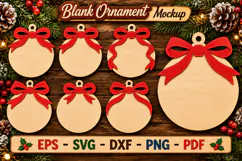 Blank Ribbon Ornament SVG File, Laser Cut Bow Monogram Product Image 1