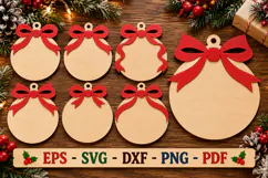 Blank Ribbon Ornament SVG File, Laser Cut Bow Monogram Product Image 3