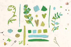 Crayon Botanical Leaves Clipart Set Monstera Fern Eucalyptus Product Image 2