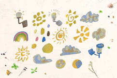Crayon Eco Energy Clipart Set Sun Moon Rainbow Wind Solar Product Image 2