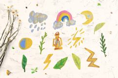 Crayon Eco Energy Clipart Set Sun Moon Rainbow Wind Solar Product Image 3