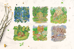 Kids Crayon Forest Seasons Seamless Patterns Product Image 3